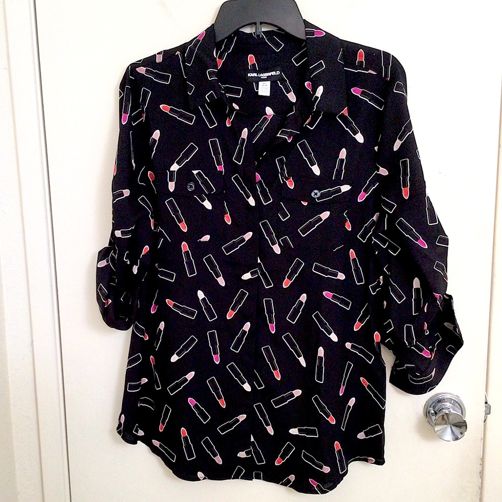 Karl Lagerfeld Lipstick Whimsical Blouse